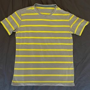 Yellow and gray stripped Lululemon short sleeve